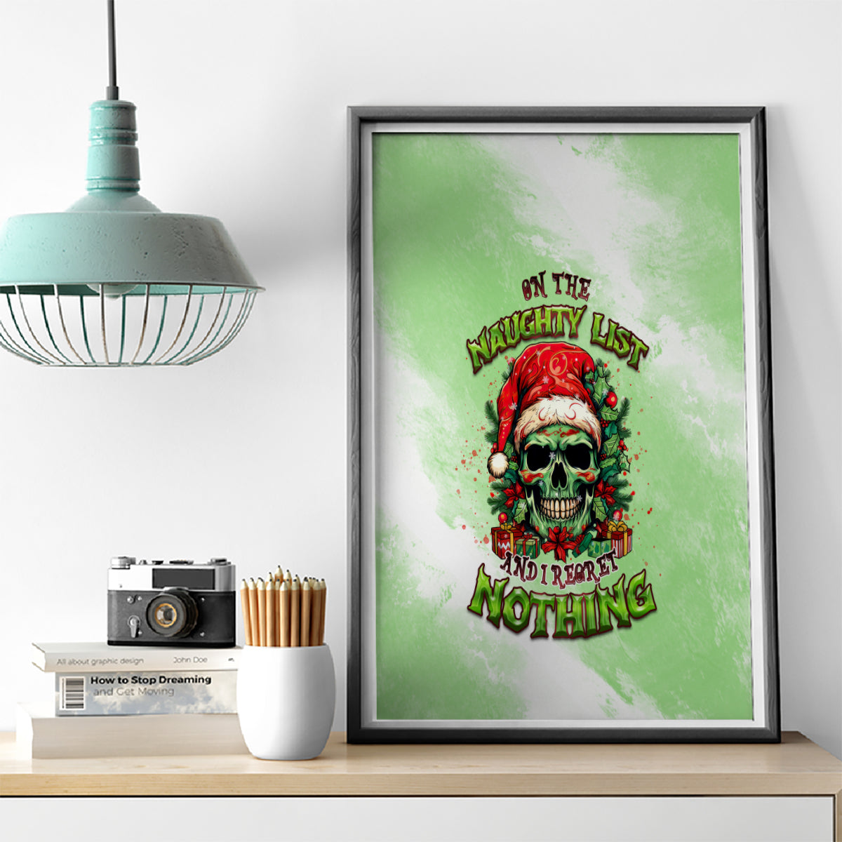 On The Naughty List Skull Christmas Canvas Wall Art - Wonder Print Shop