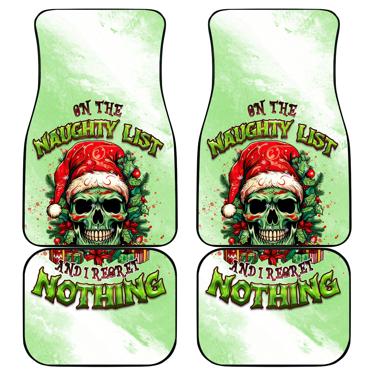On The Naughty List Skull Christmas Car Mats - Wonder Print Shop