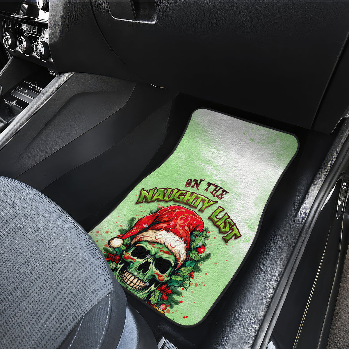 On The Naughty List Skull Christmas Car Mats - Wonder Print Shop