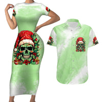 On The Naughty List Skull Christmas Couples Matching Short Sleeve Bodycon Dress and Hawaiian Shirt - Wonder Print Shop
