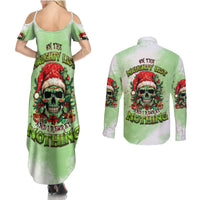 On The Naughty List Skull Christmas Couples Matching Summer Maxi Dress and Long Sleeve Button Shirt - Wonder Print Shop