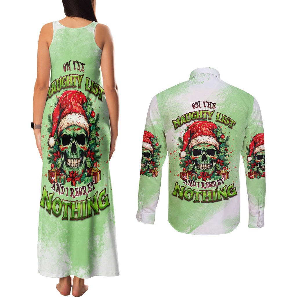 On The Naughty List Skull Christmas Couples Matching Tank Maxi Dress and Long Sleeve Button Shirt - Wonder Print Shop
