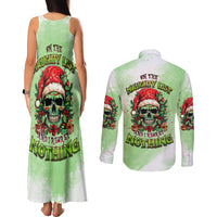 On The Naughty List Skull Christmas Couples Matching Tank Maxi Dress and Long Sleeve Button Shirt - Wonder Print Shop