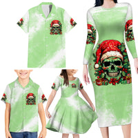 On The Naughty List Skull Christmas Family Matching Long Sleeve Bodycon Dress and Hawaiian Shirt - Wonder Print Shop