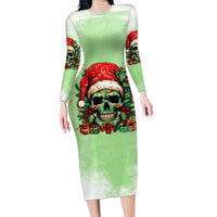 On The Naughty List Skull Christmas Family Matching Long Sleeve Bodycon Dress and Hawaiian Shirt - Wonder Print Shop