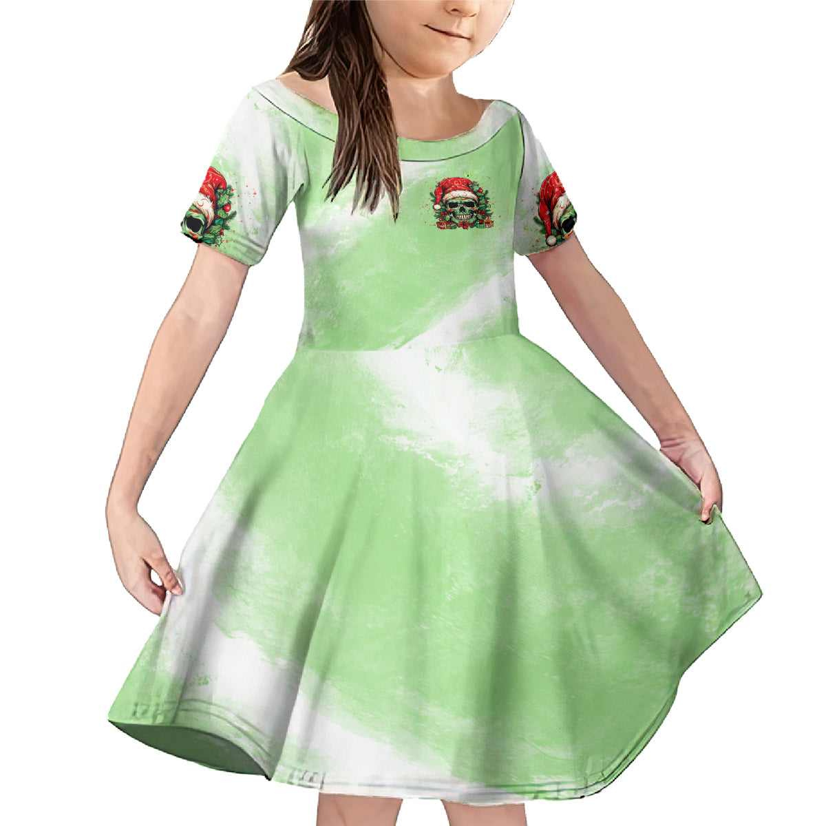 On The Naughty List Skull Christmas Family Matching Mermaid Dress and Hawaiian Shirt - Wonder Print Shop