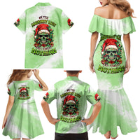 On The Naughty List Skull Christmas Family Matching Mermaid Dress and Hawaiian Shirt - Wonder Print Shop