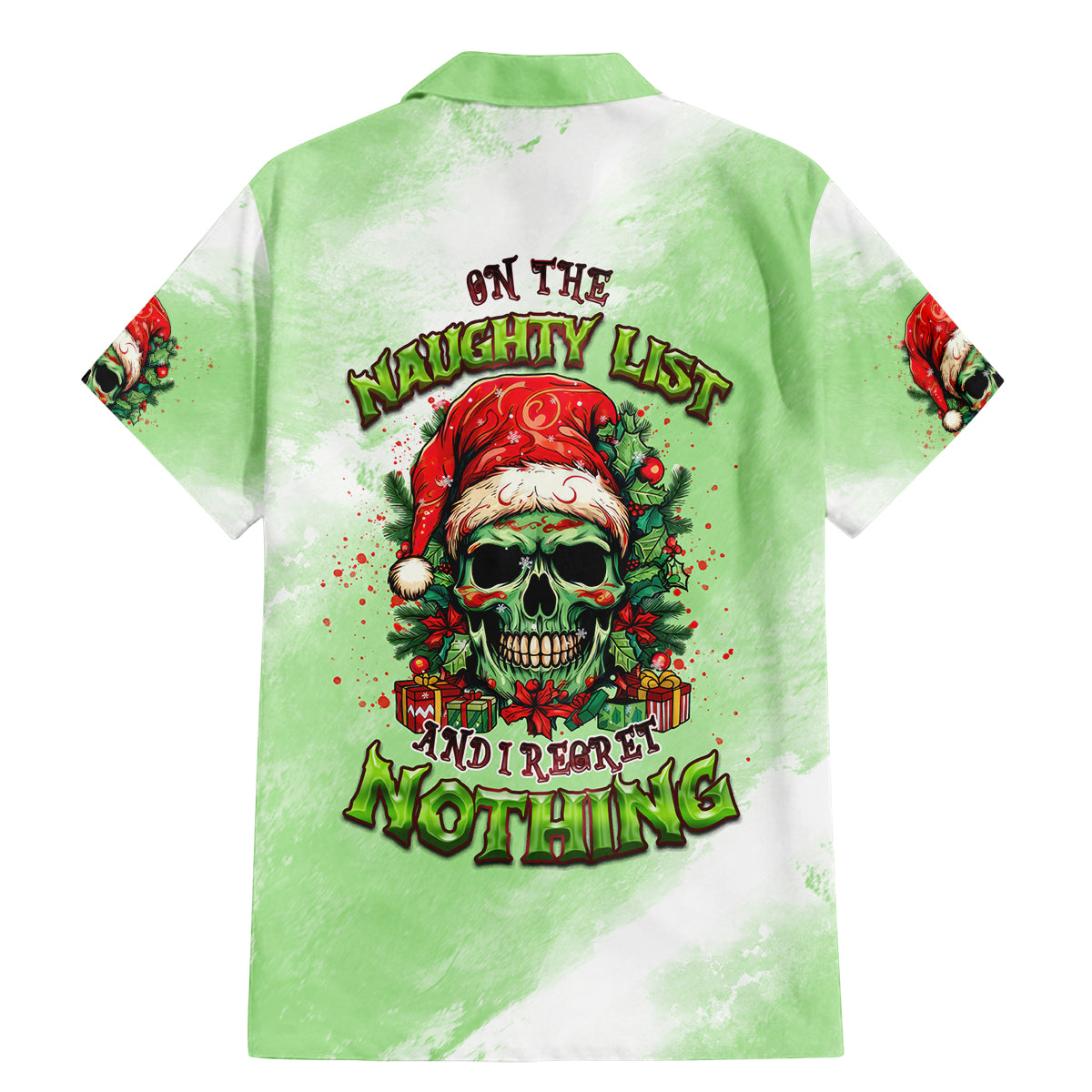 On The Naughty List Skull Christmas Family Matching Mermaid Dress and Hawaiian Shirt - Wonder Print Shop