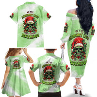 On The Naughty List Skull Christmas Family Matching Off Shoulder Long Sleeve Dress and Hawaiian Shirt - Wonder Print Shop