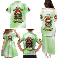 On The Naughty List Skull Christmas Family Matching Puletasi Dress and Hawaiian Shirt - Wonder Print Shop