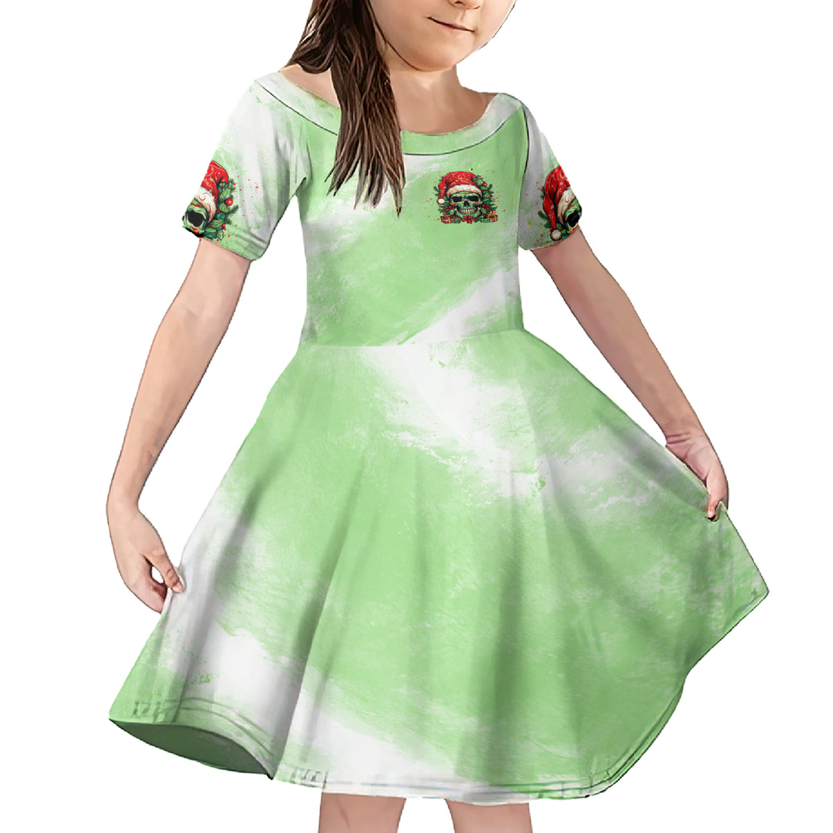 On The Naughty List Skull Christmas Family Matching Short Sleeve Bodycon Dress and Hawaiian Shirt - Wonder Print Shop