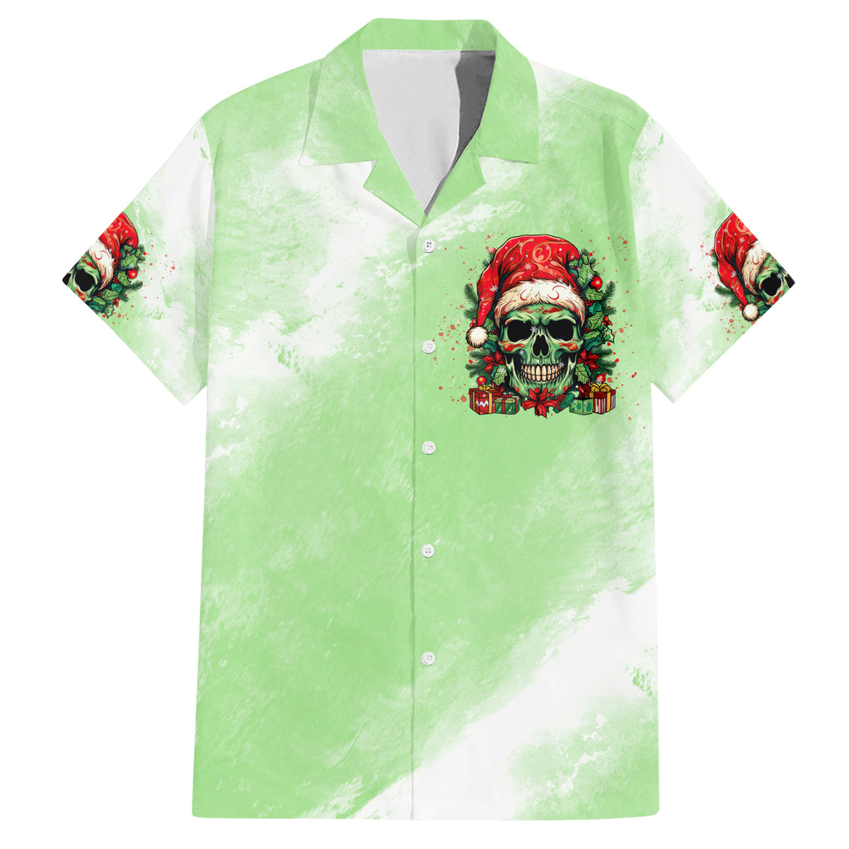 On The Naughty List Skull Christmas Family Matching Short Sleeve Bodycon Dress and Hawaiian Shirt - Wonder Print Shop
