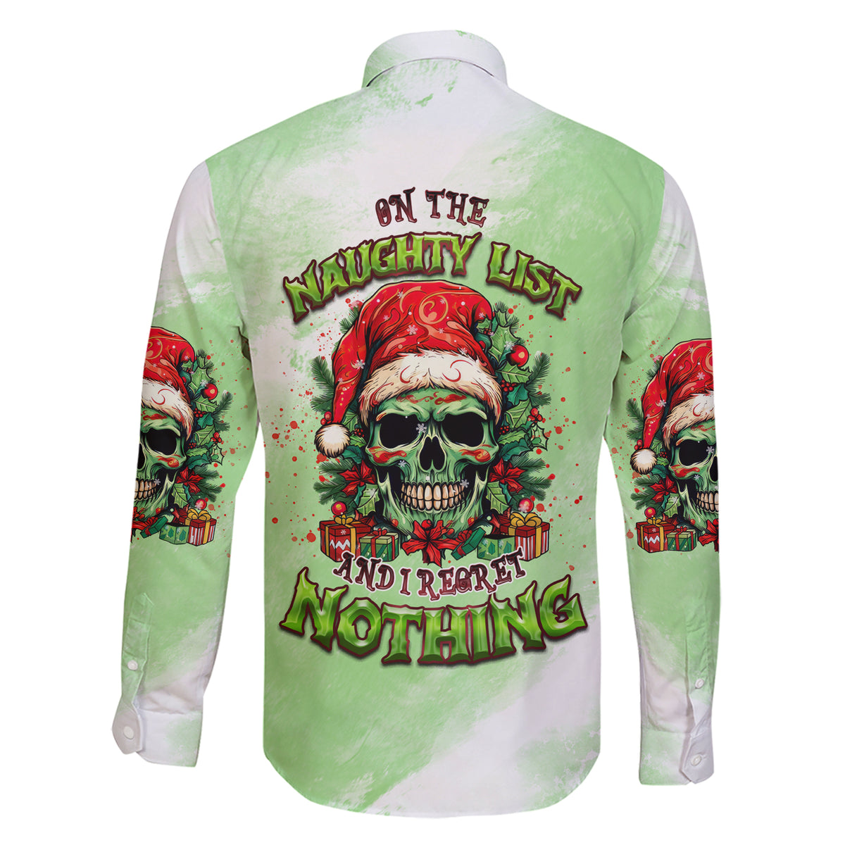 On The Naughty List Skull Christmas Family Matching Short Sleeve Bodycon Dress and Hawaiian Shirt - Wonder Print Shop