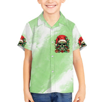 On The Naughty List Skull Christmas Family Matching Short Sleeve Bodycon Dress and Hawaiian Shirt - Wonder Print Shop