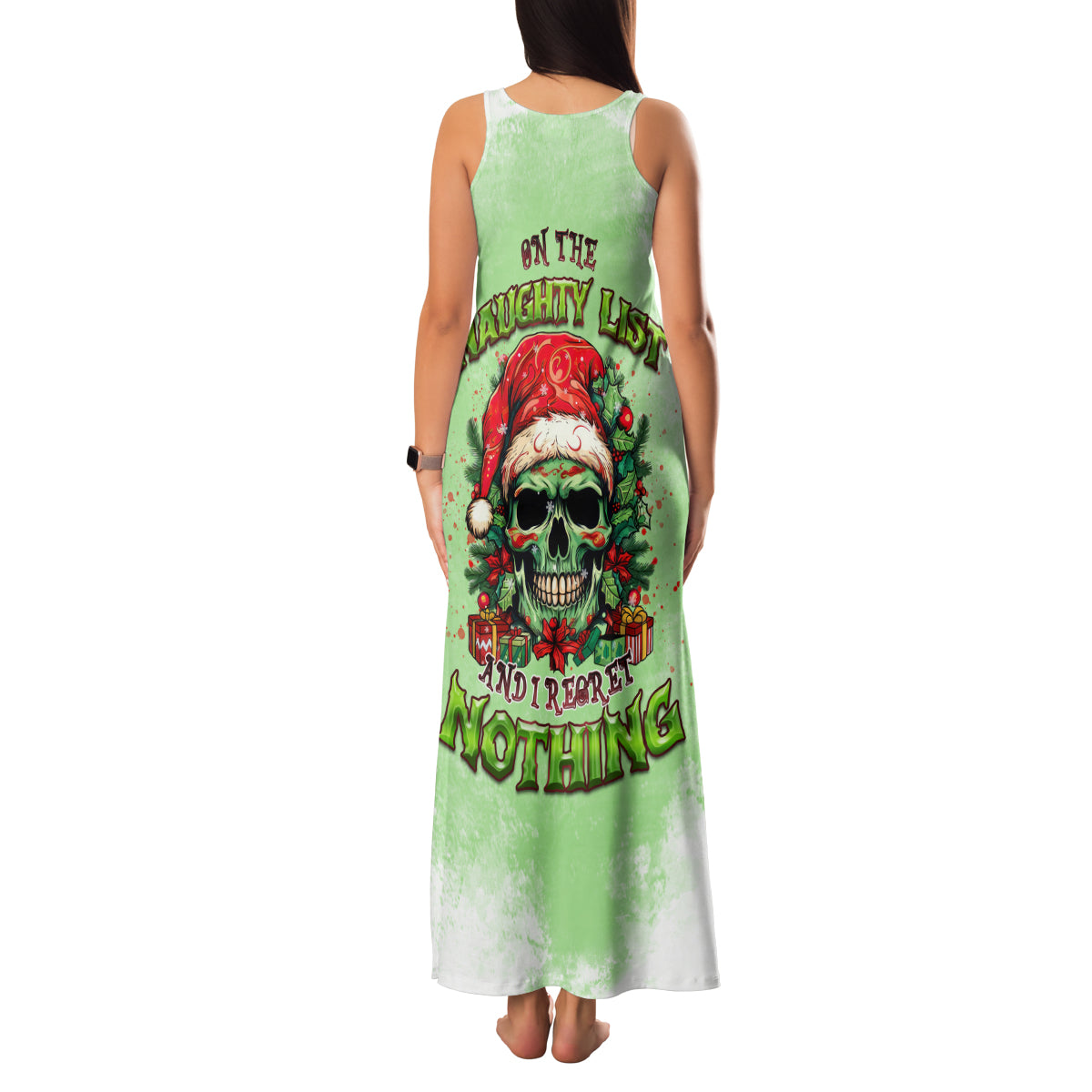 On The Naughty List Skull Christmas Family Matching Tank Maxi Dress and Hawaiian Shirt - Wonder Print Shop