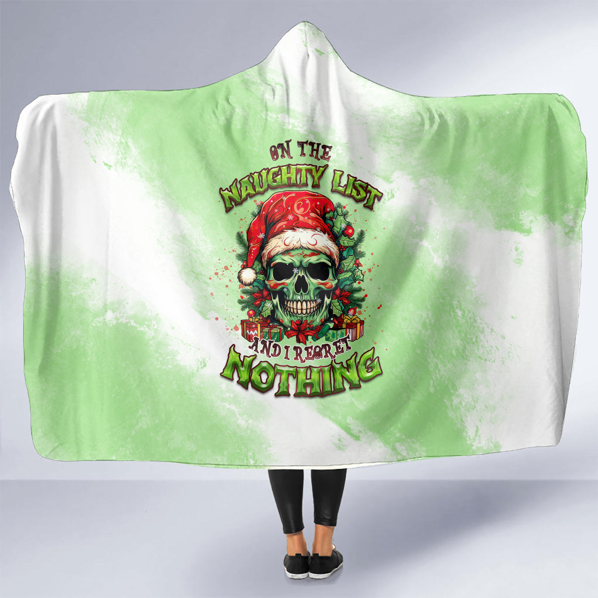on-the-naughty-list-skull-christmas-hooded-blanket