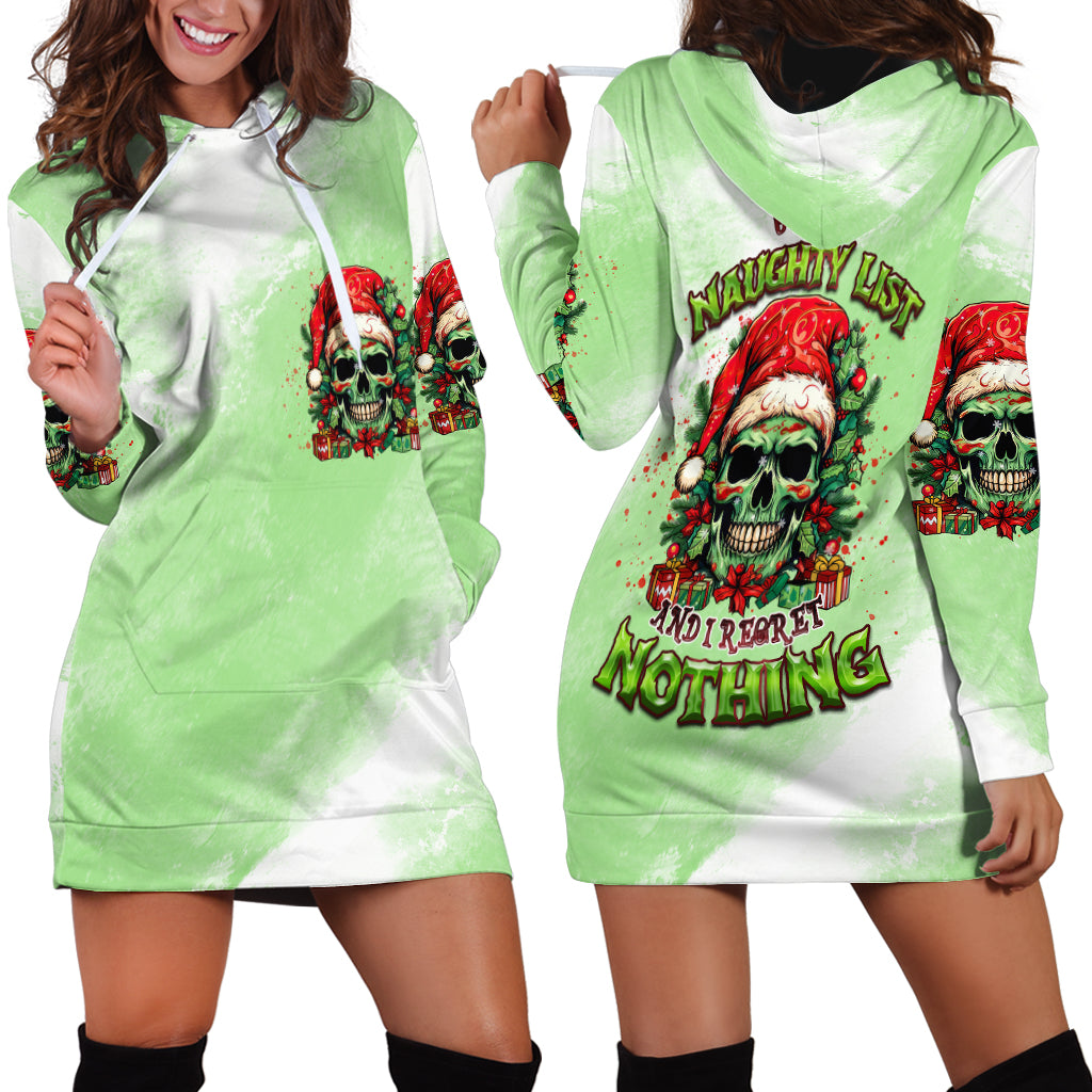 On The Naughty List Skull Christmas Hoodie Dress - Wonder Print Shop