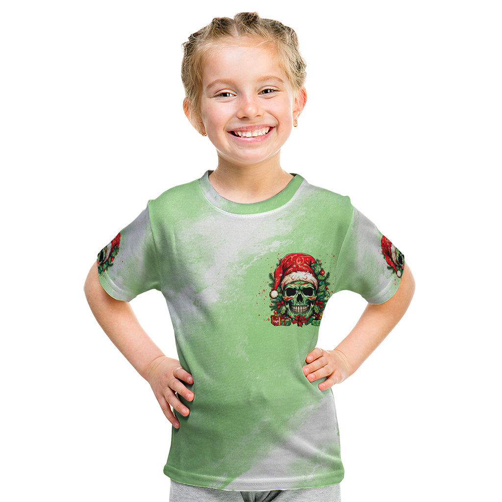 On The Naughty List Skull Christmas Kid T Shirt - Wonder Print Shop