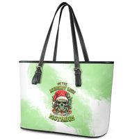 On The Naughty List Skull Christmas Leather Tote Bag - Wonder Print Shop