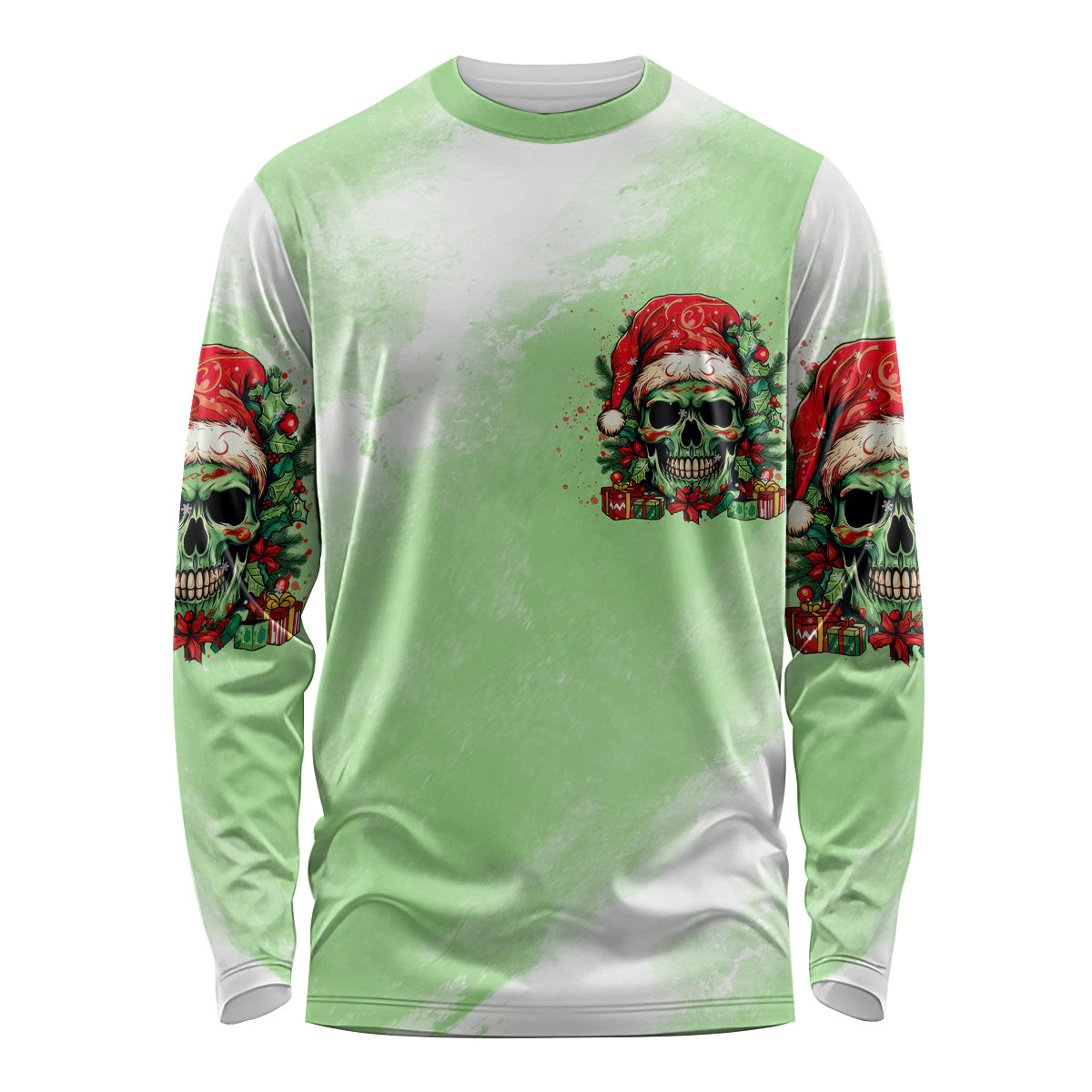 On The Naughty List Skull Christmas Long Sleeve Shirt - Wonder Print Shop