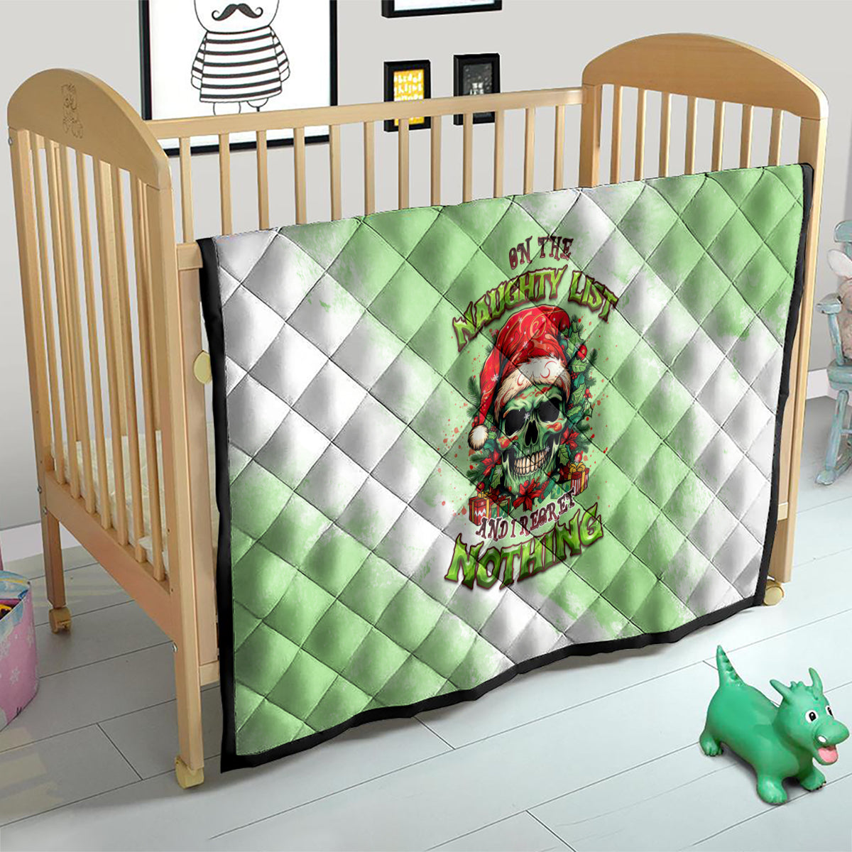 On The Naughty List Skull Christmas Quilt - Wonder Print Shop