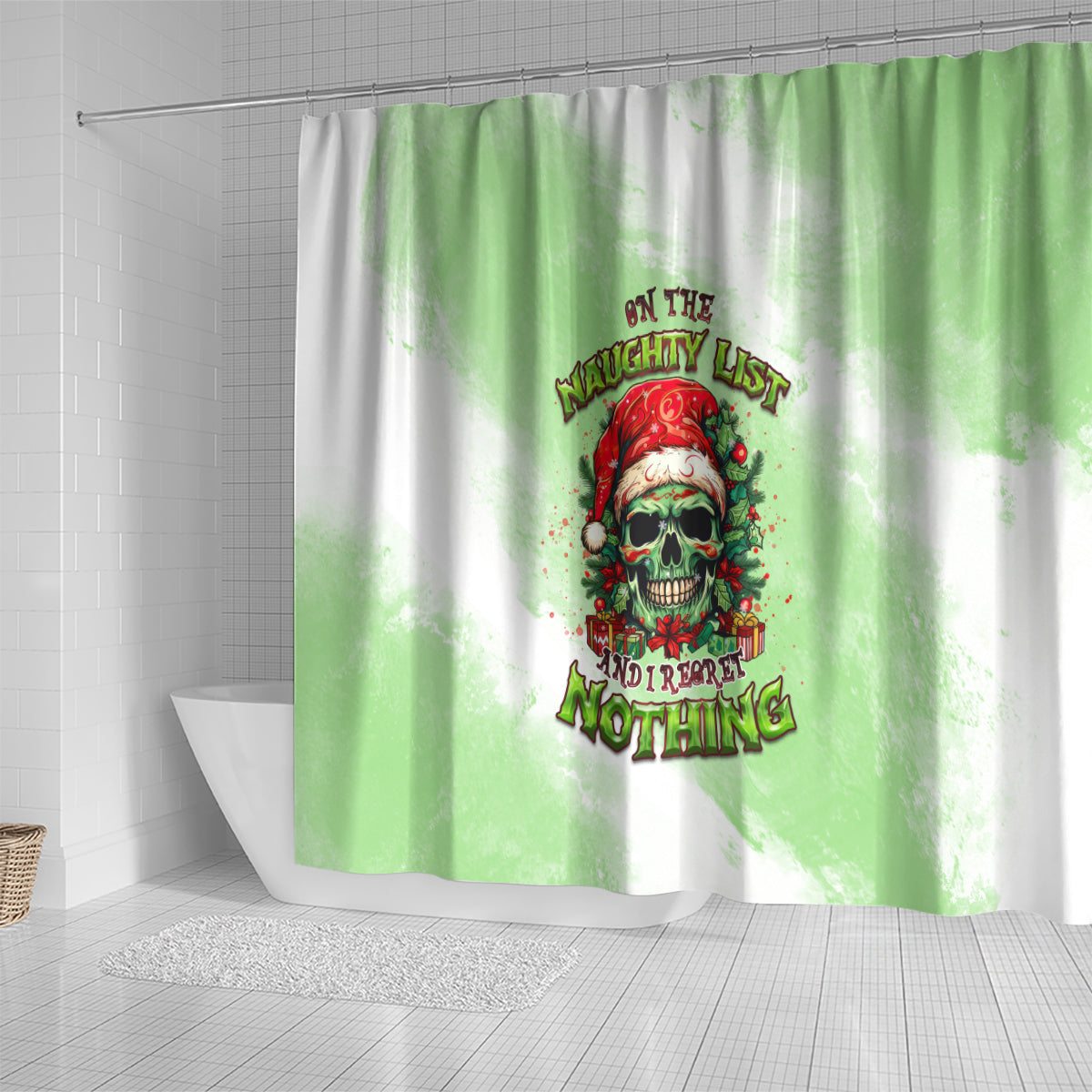 on-the-naughty-list-skull-christmas-shower-curtain