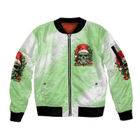 On The Naughty List Skull Christmas Sleeve Zip Bomber Jacket - Wonder Print Shop