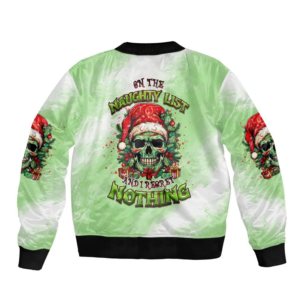 On The Naughty List Skull Christmas Sleeve Zip Bomber Jacket - Wonder Print Shop