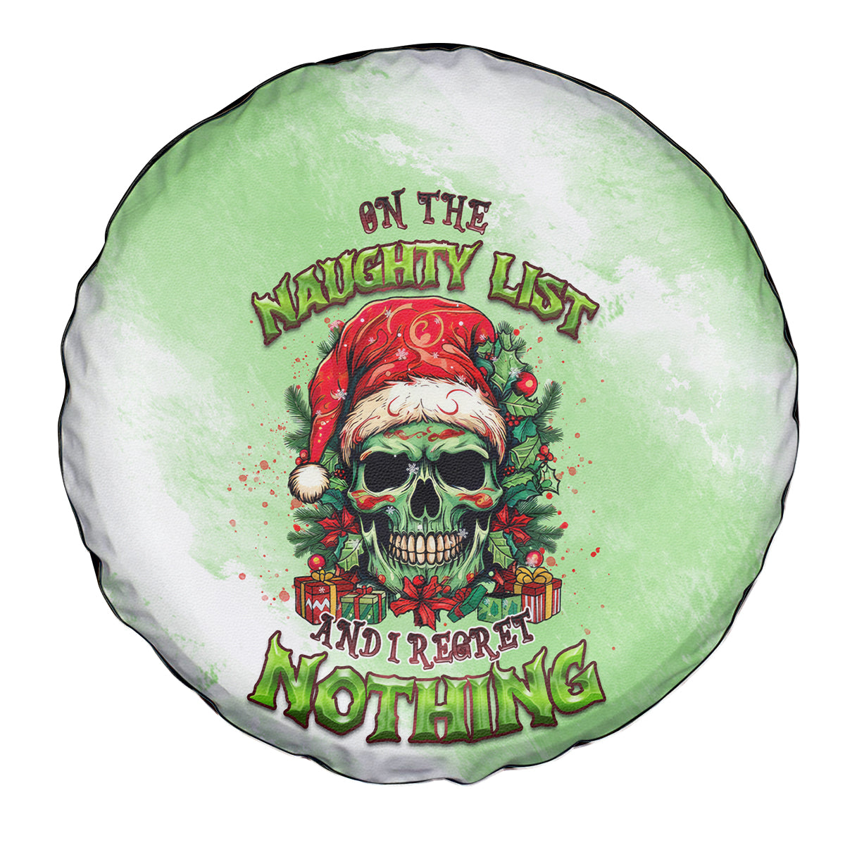 On The Naughty List Skull Christmas Spare Tire Cover - Wonder Print Shop