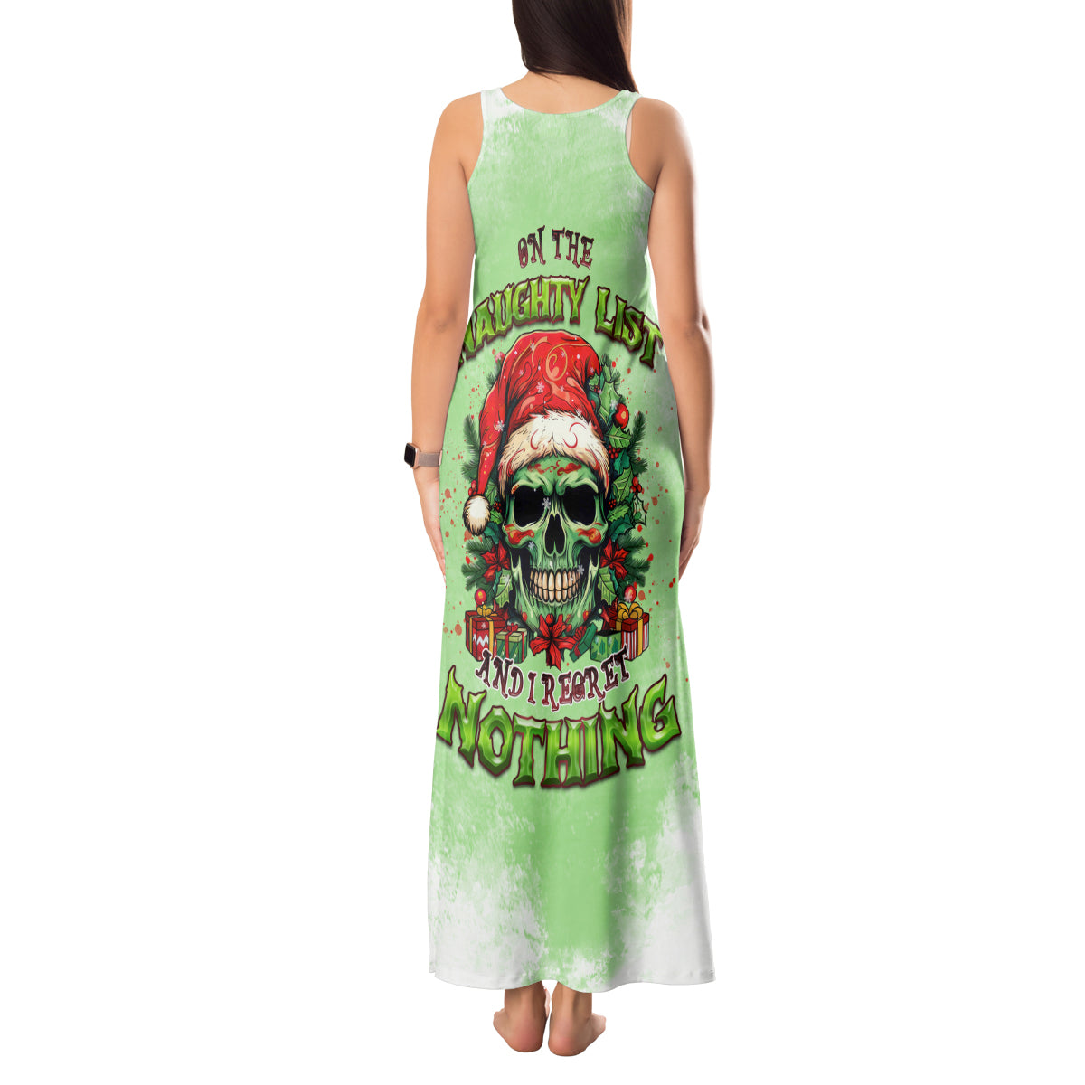 On The Naughty List Skull Christmas Tank Maxi Dress - Wonder Print Shop
