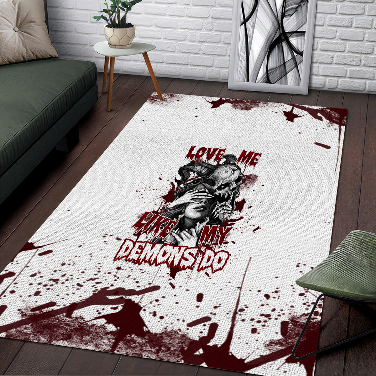 Love Me Like My Demons Do Skull Area Rug - Wonder Print Shop