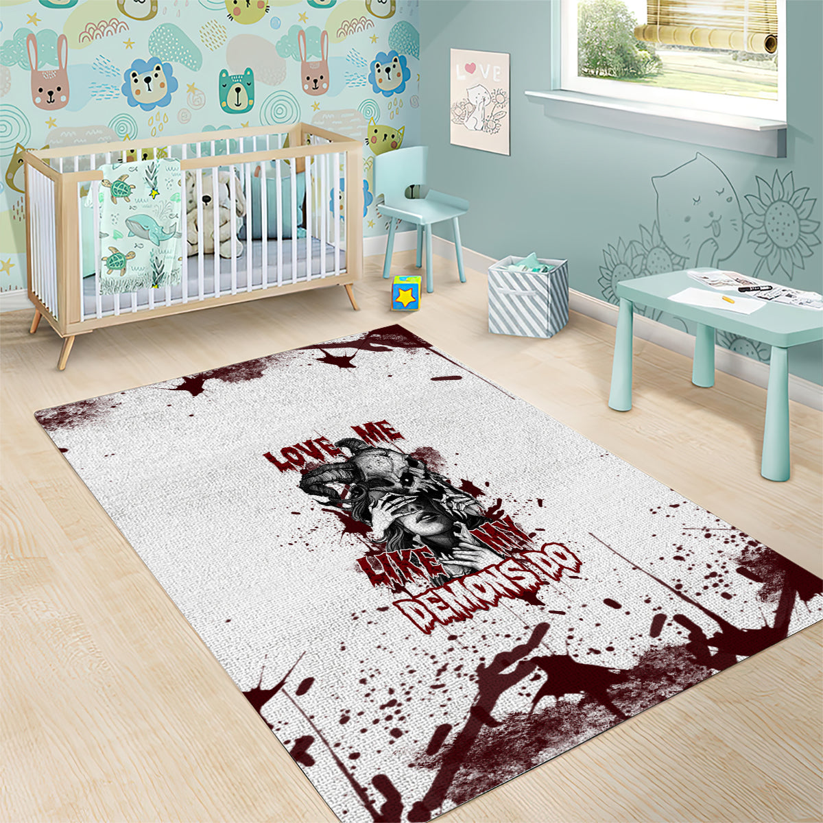 Love Me Like My Demons Do Skull Area Rug - Wonder Print Shop
