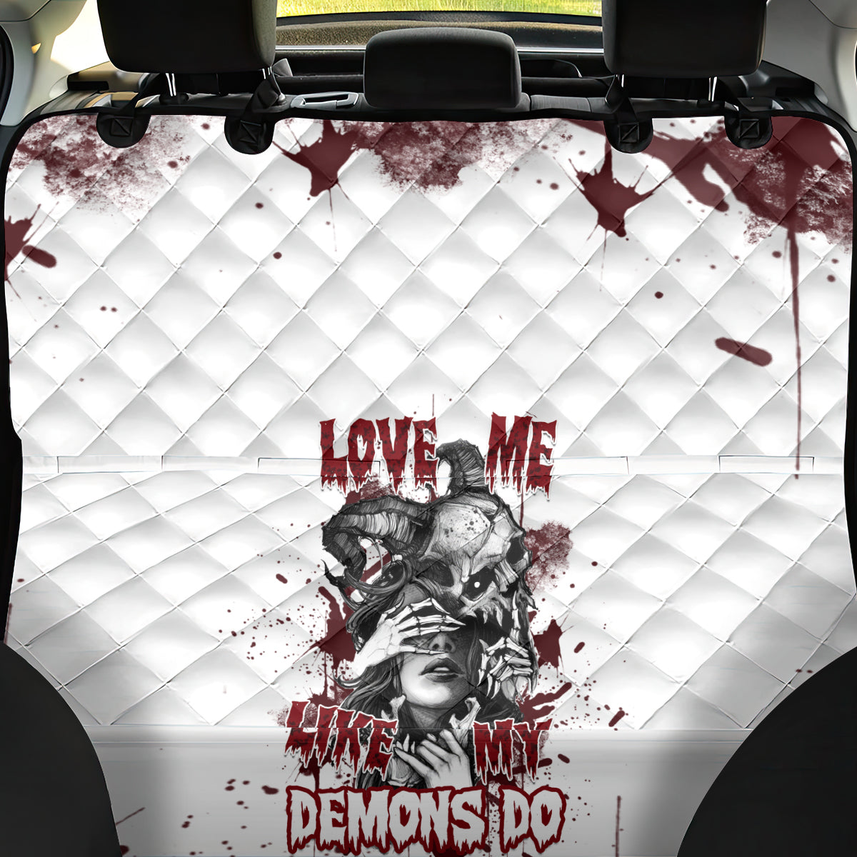 Love Me Like My Demons Do Skull Back Car Seat Cover - Wonder Print Shop