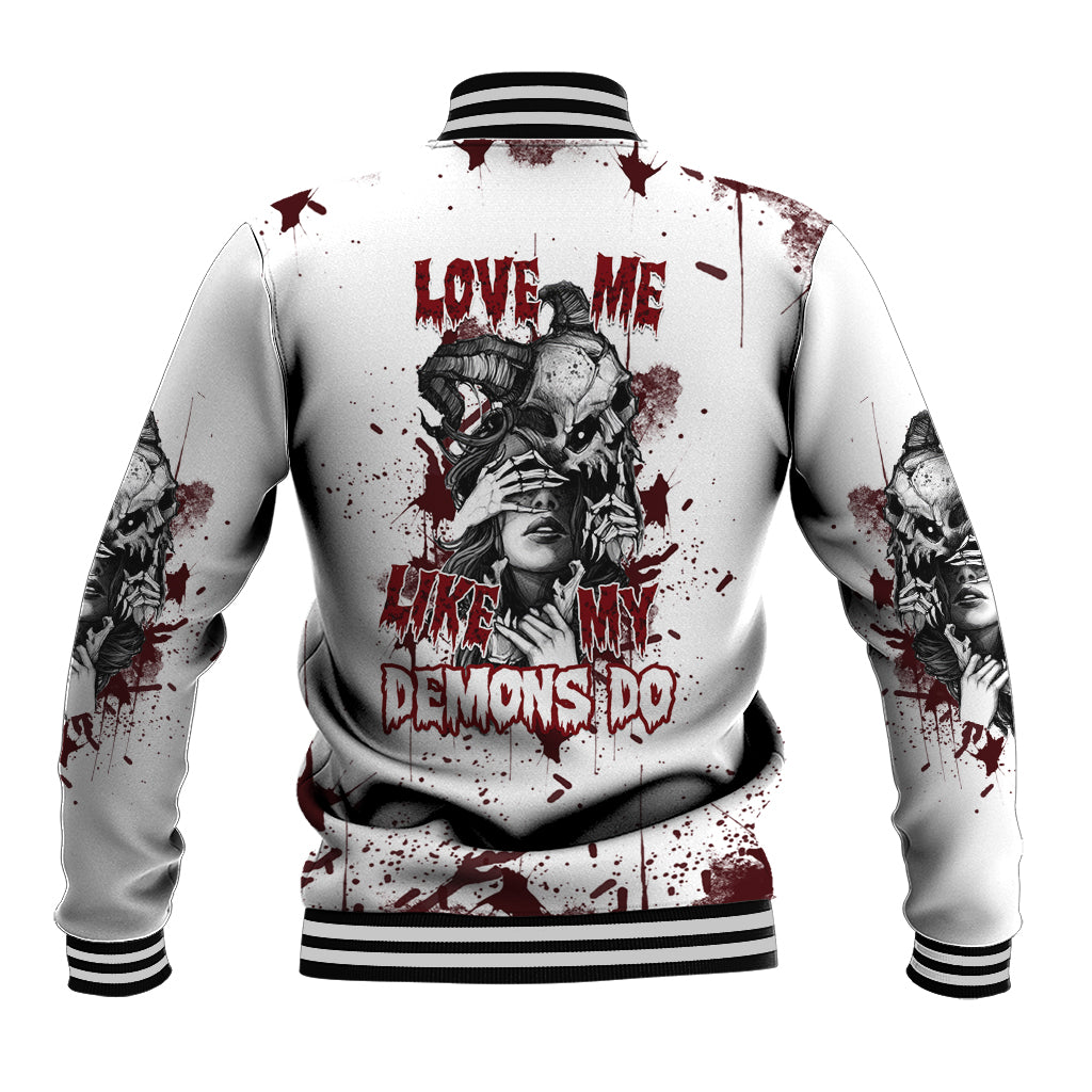 Love Me Like My Demons Do Skull Baseball Jacket - Wonder Print Shop