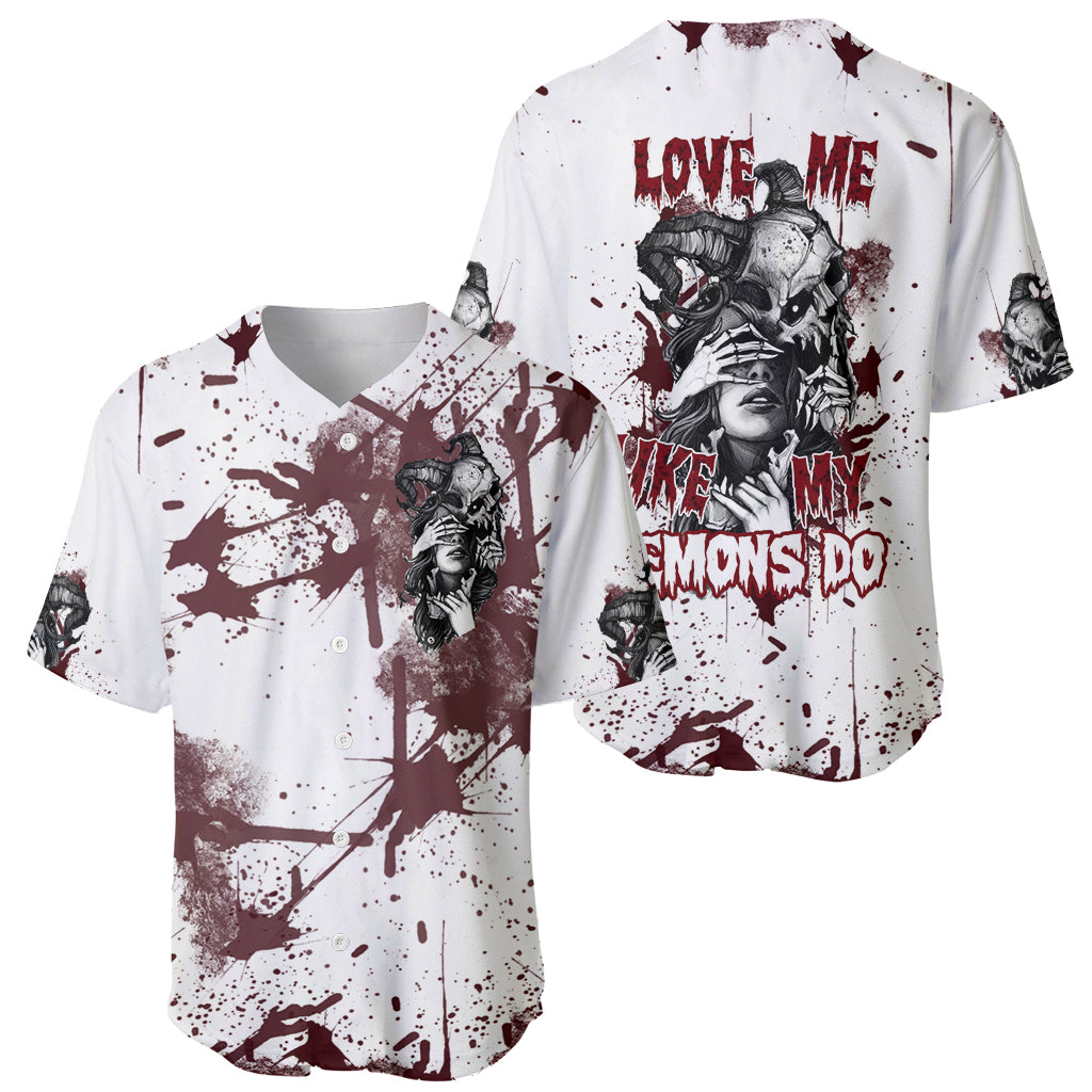 Love Me Like My Demons Do Skull Baseball Jersey - Wonder Print Shop