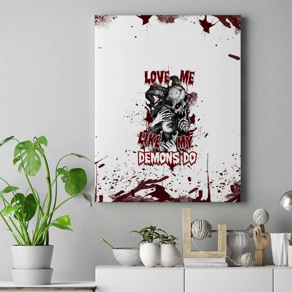 Love Me Like My Demons Do Skull Canvas Wall Art - Wonder Print Shop