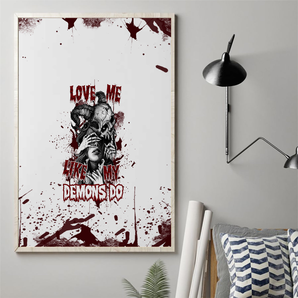 Love Me Like My Demons Do Skull Canvas Wall Art - Wonder Print Shop