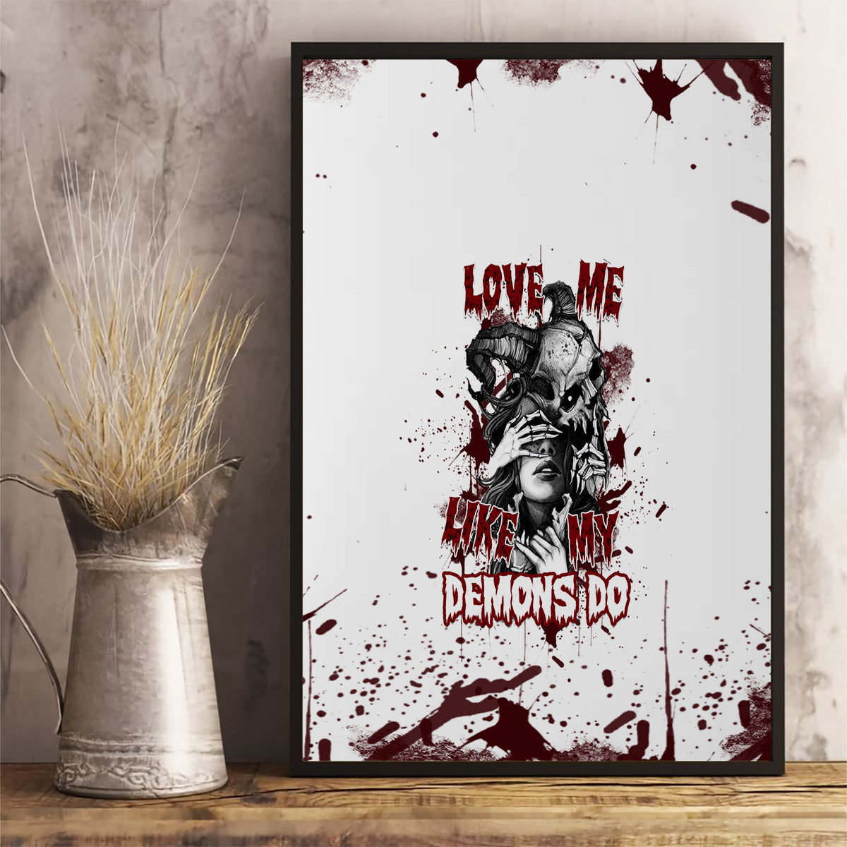 Love Me Like My Demons Do Skull Canvas Wall Art - Wonder Print Shop