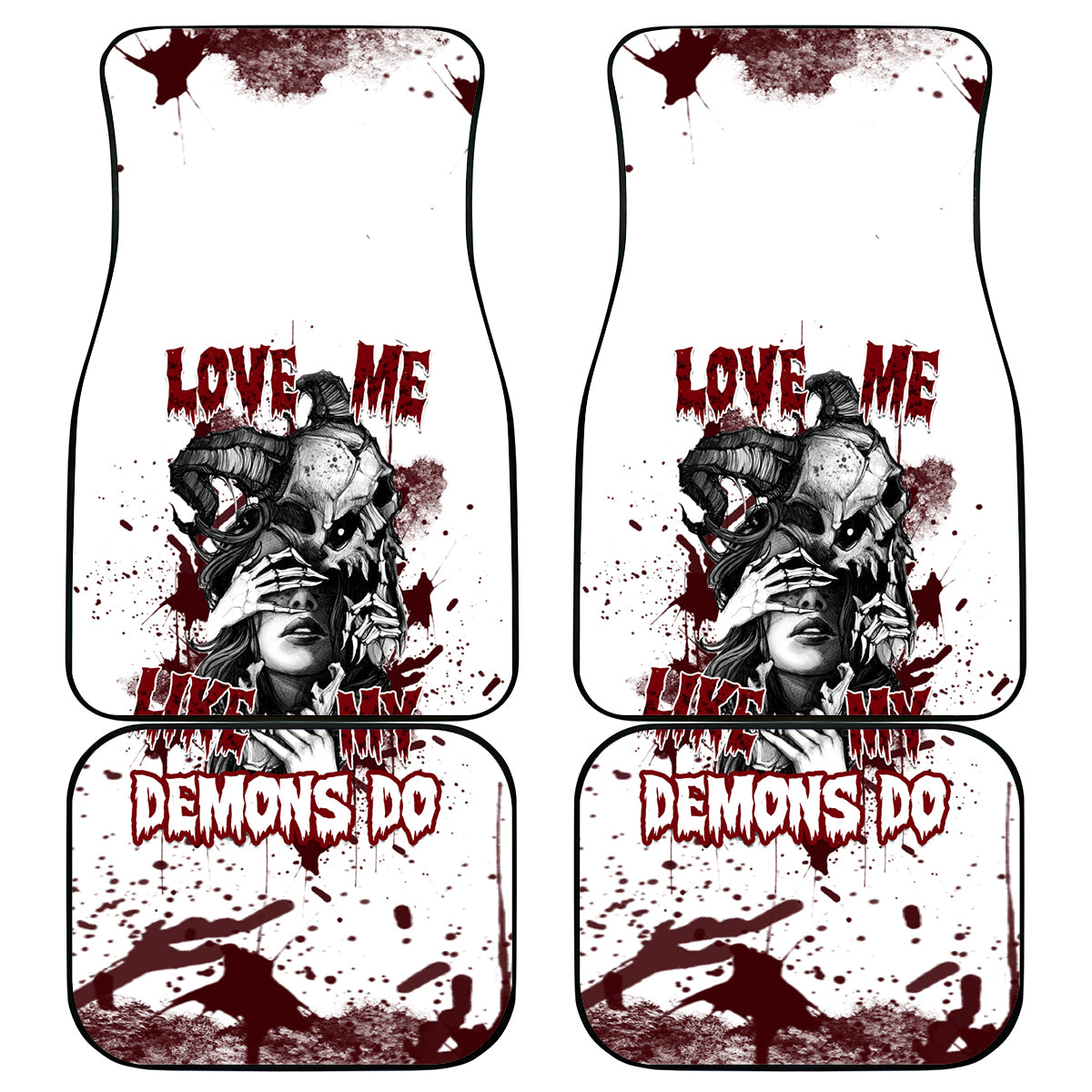 Love Me Like My Demons Do Skull Car Mats - Wonder Print Shop