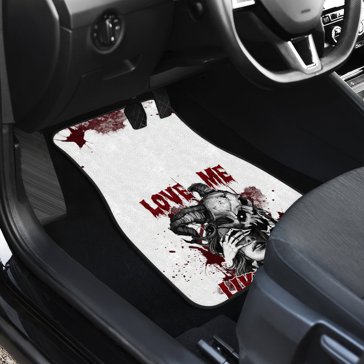 Love Me Like My Demons Do Skull Car Mats - Wonder Print Shop