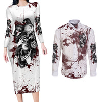 Love Me Like My Demons Do Skull Couples Matching Long Sleeve Bodycon Dress and Long Sleeve Button Shirt - Wonder Print Shop