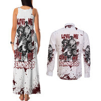 Love Me Like My Demons Do Skull Couples Matching Tank Maxi Dress and Long Sleeve Button Shirt - Wonder Print Shop