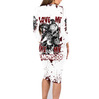 Love Me Like My Demons Do Skull Family Matching Long Sleeve Bodycon Dress and Hawaiian Shirt - Wonder Print Shop
