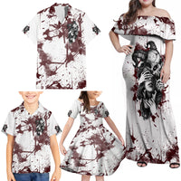 Love Me Like My Demons Do Skull Family Matching Off Shoulder Maxi Dress and Hawaiian Shirt - Wonder Print Shop