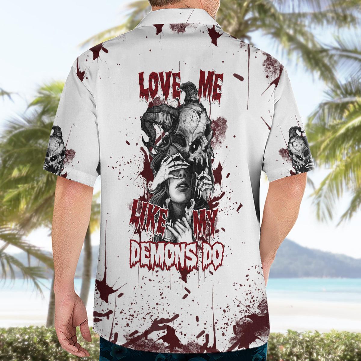 Love Me Like My Demons Do Skull Hawaiian Shirt - Wonder Print Shop