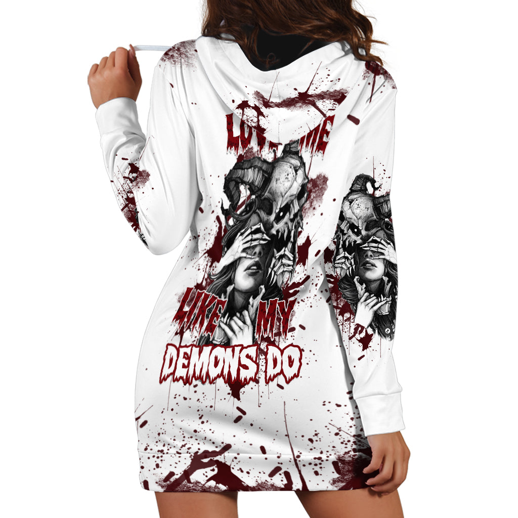 Love Me Like My Demons Do Skull Hoodie Dress - Wonder Print Shop