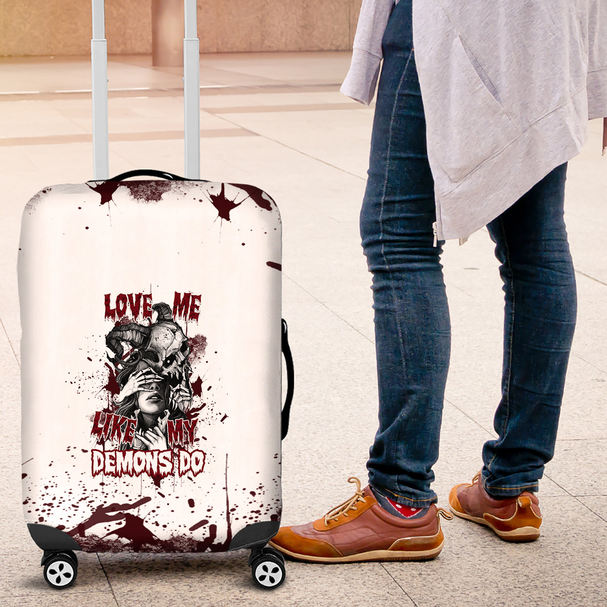 Love Me Like My Demons Do Skull Luggage Cover - Wonder Print Shop