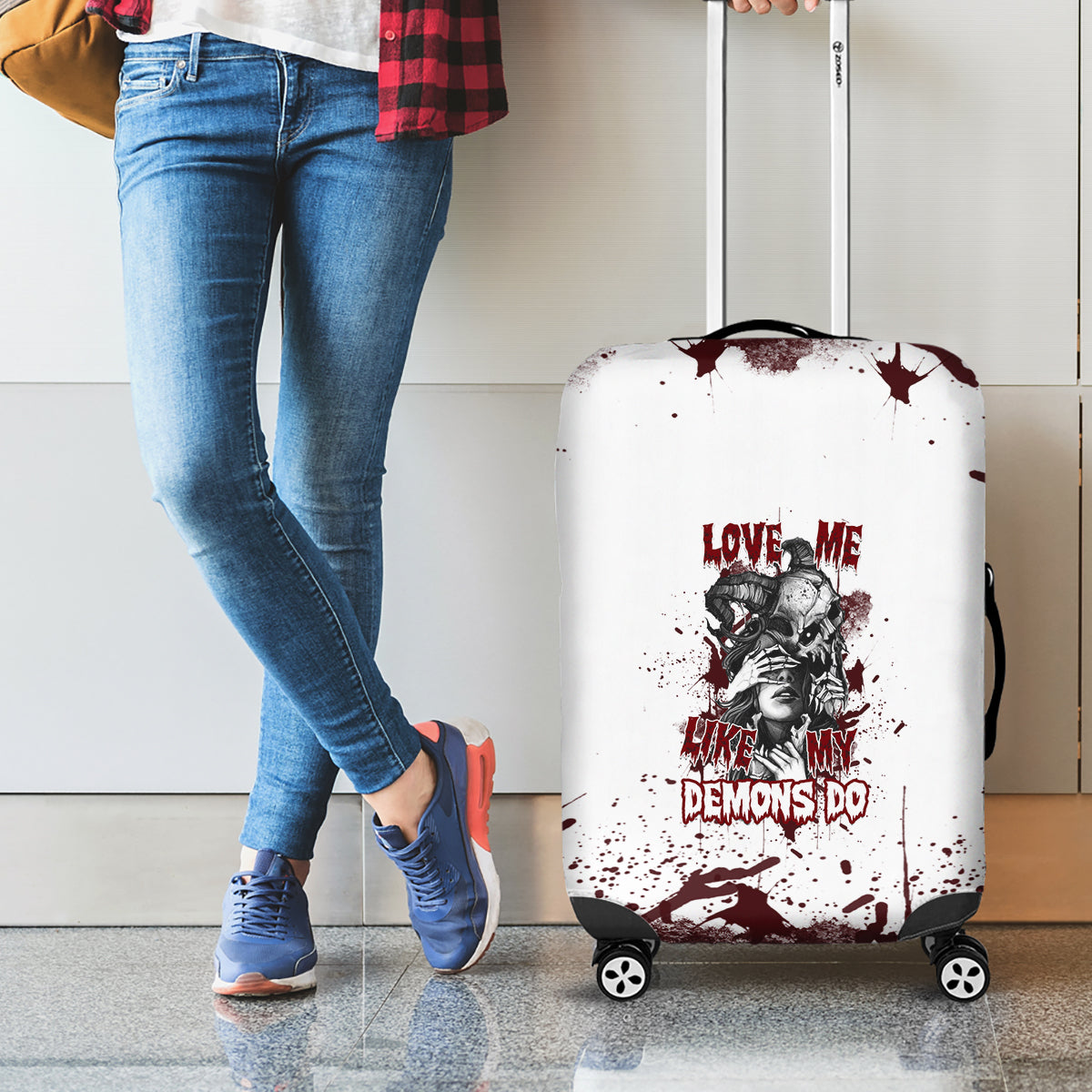 Love Me Like My Demons Do Skull Luggage Cover - Wonder Print Shop