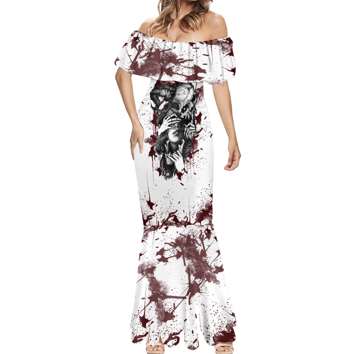 Love Me Like My Demons Do Skull Mermaid Dress - Wonder Print Shop
