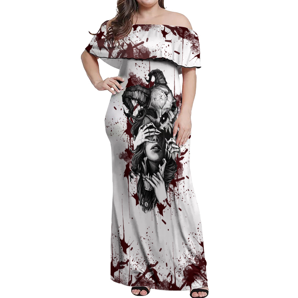 Love Me Like My Demons Do Skull Off Shoulder Maxi Dress - Wonder Print Shop